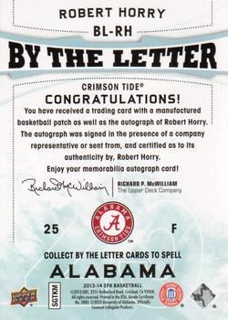 2013-14 SP Authentic - By the Letter Signatures #BL-RH Robert Horry Back