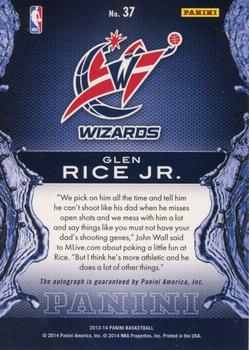 2013-14 Panini - Rising Tide Autographs #37 Glen Rice Jr. Back