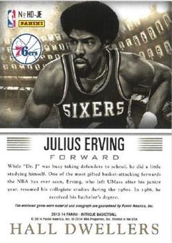 2013-14 Panini Intrigue - Hall Dwellers Jersey Autographs #HD-JE Julius Erving Back