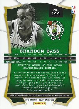 2013-14 Panini Select #144 Brandon Bass Back