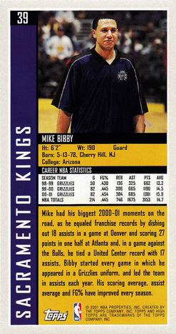 2001-02 Topps High Topps #39 Mike Bibby Back