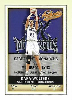 2002 Fleer Authentix WNBA #52 Kara Wolters Front