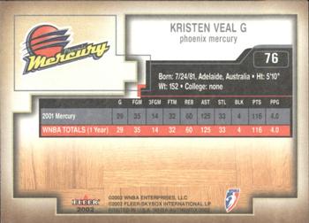2002 Fleer Authentix WNBA #76 Kristen Veal Back