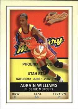 2002 Fleer Authentix WNBA #84 Adrian Williams Front