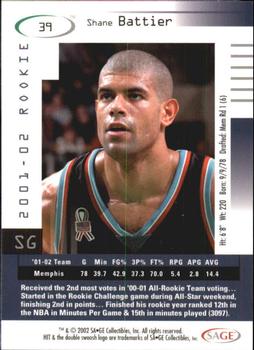 2002 SAGE HIT #39 Shane Battier Back