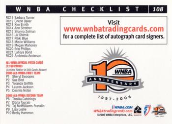 2006 Rittenhouse WNBA #108 Checklist 1 Back