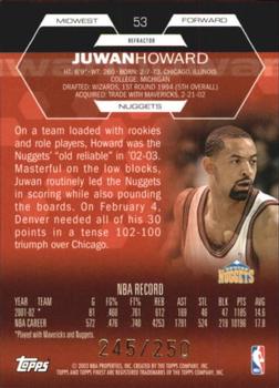 2002-03 Finest - Refractors #53 Juwan Howard Back