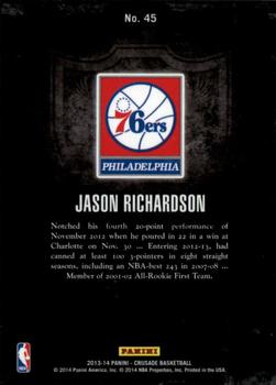 2013-14 Panini Crusade - Crusade Blue #45 Jason Richardson Back