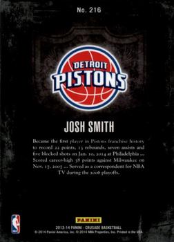 2013-14 Panini Crusade - Crusade Blue #216 Josh Smith Back