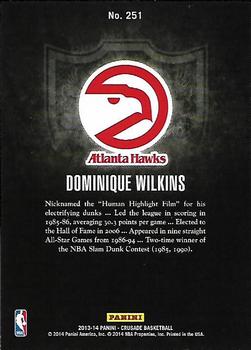 2013-14 Panini Crusade - Crusade Blue #251 Dominique Wilkins Back