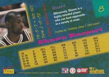 1996 Signature Rookies Basketball Sports Heroes #8 Shawn Respert Back