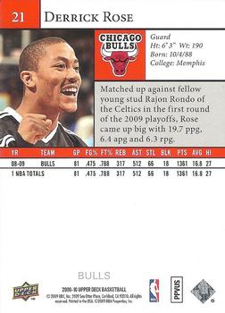 2009-10 Upper Deck #21 Derrick Rose Back