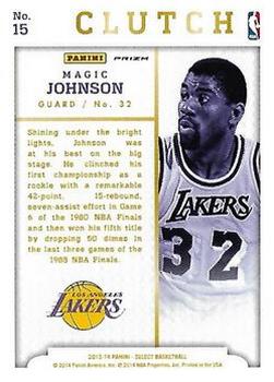 2013-14 Panini Select - Clutch Prizms #15 Magic Johnson Back