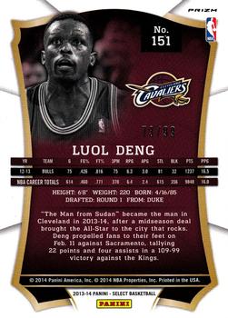 2013-14 Panini Select - Prizms Purple #151 Luol Deng Back