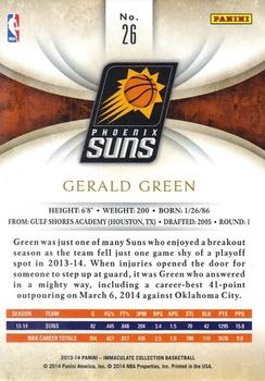 2013-14 Panini Immaculate Collection #26 Gerald Green Back