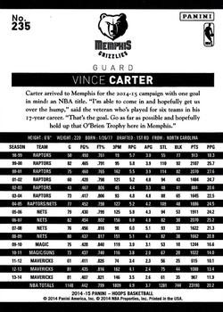 2014-15 Hoops #235 Vince Carter Back