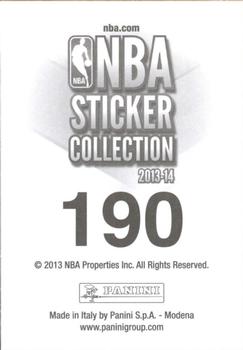 2013-14 Panini Stickers #190 Tyreke Evans Back