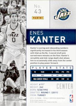 2014-15 Panini Totally Certified #43 Enes Kanter Back
