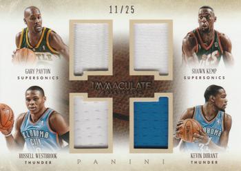 2013-14 Panini Immaculate Collection - Quad Materials #23 Gary Payton / Shawn Kemp / Kevin Durant / Russell Westbrook Front