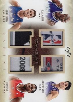2013-14 Panini Immaculate Collection - Quad Materials Tags #21 Chris Paul / Karl Malone / Blake Griffin / John Stockton Front
