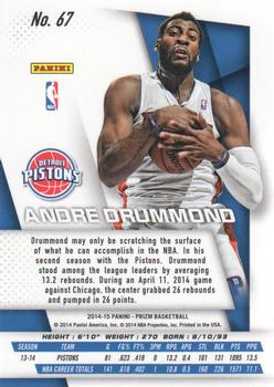 2014-15 Panini Prizm #67 Andre Drummond Back