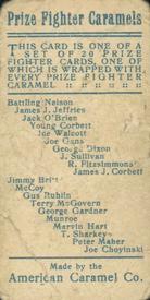 1910 American Caramel Prize Fighters (E76) #NNO Jack Munroe Back