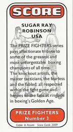 2009 Caplin & Rosetti Score Prize Fighters Red Backs #3 Sugar Ray Robinson Back