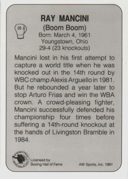 1991 All World #26 Ray Mancini Back