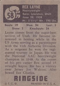 1951 Topps Ringside #58 Rex Layne Back