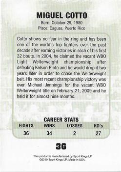 2010 Ringside Boxing Round One #36 Miguel Cotto Back