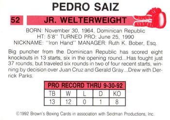 1992 Brown's #52 Pedro Saiz Back