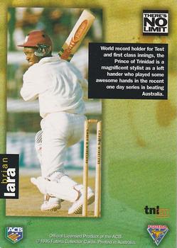1995-96 Futera Cricket - There's No Limit #TNL20 Brian Lara Back