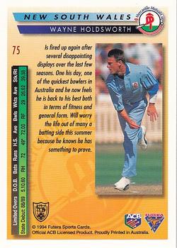 1994-95 Futera Cricket #75 Wayne Holdsworth Back