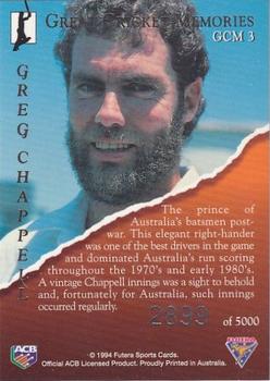 1994-95 Futera Cricket - Great Cricket Memories #GCM 3 Greg Chappell Back