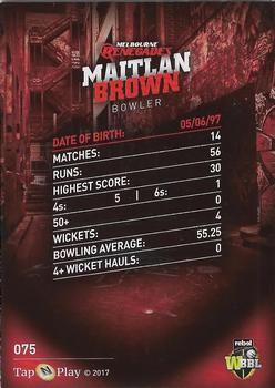 2017-18 Tap 'N' Play BBL Cricket #075 Maitlan Brown Back