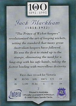 1996 Futera Victorian Cricket Association 1895-1995 #3 Jack Blackham Back