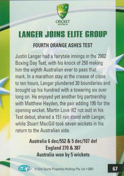 2003-04 Elite Sports Cricket Australia #67 Justin Langer Back