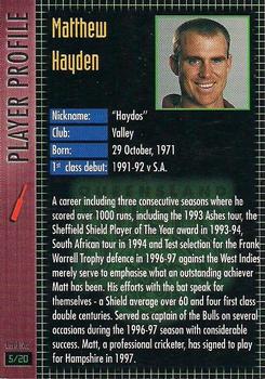 1997-98 Queensland Bulls Cricket #5 Matthew Hayden Back