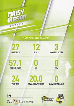 2018-19 Tap 'N' Play CA/BBL/WBBL - Base Parallel #196 Maisy Gibson Back