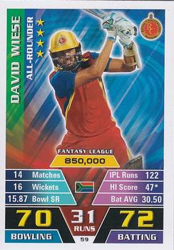 2016-17 Topps Cricket Attax IPL #59 David Wiese Front