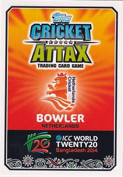 2014 Topps Cricket Attax ICC World Twenty20 #71 Pieter Seelaar Back