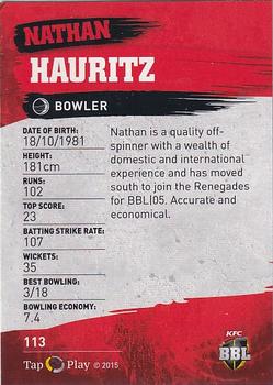 2015-16 Tap 'N' Play CA/BBL Cricket #113 Nathan Hauritz Back