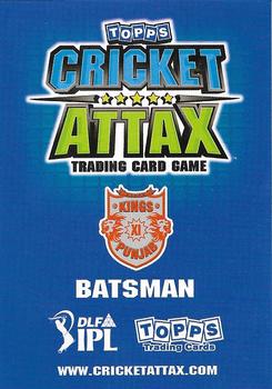 2011 Topps Cricket Attax IPL #NNO Shaun Marsh Back