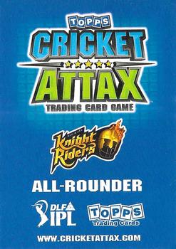 2011 Topps Cricket Attax IPL #NNO Yusuf Pathan Back