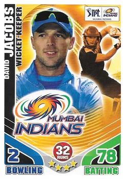 2011 Topps Cricket Attax IPL #NNO David Jacobs Front