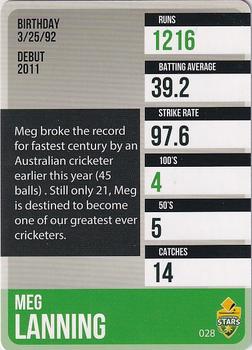 2014-15 Tap 'N' Play CA/BBL Cricket #028 Meg Lanning Back