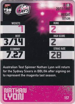 2014-15 Tap 'N' Play CA/BBL Cricket - Silver #157 Nathan Lyon Back