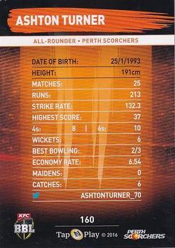 2016-17 Tap 'N' Play CA/BBL Cricket - Gold #160 Ashton Turner Back