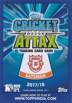 2017-18 Topps Cricket Attax IPL #30 Gurkeerat Mann Singh Back