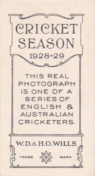 1928-29 Wills's Cricket Season #NNO Colin Alexander Back